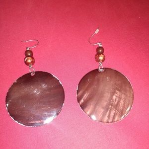 Large brown shell earrings